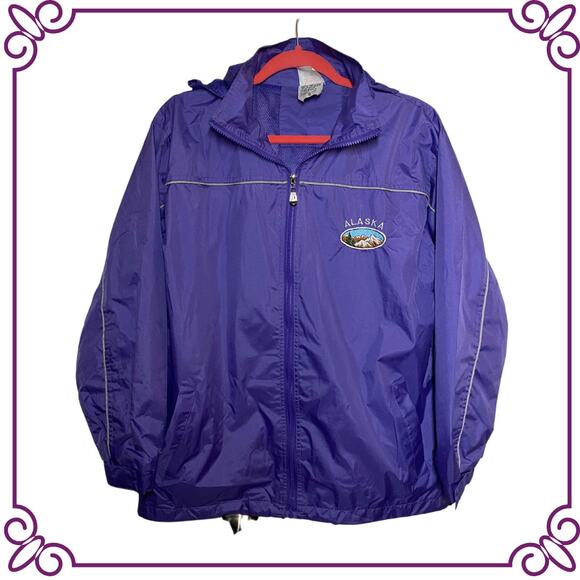 Dimco Apparel Alaska Souvenir Windbreaker Jacket with Hood Purple Small - Picture 1 of 10